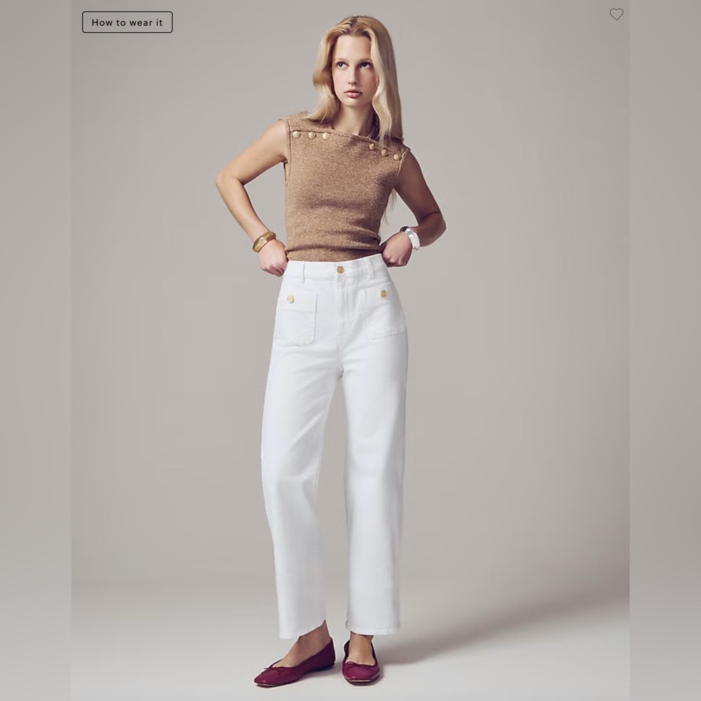J. Crew Sailor slim wide-leg jean in white • multiple sizes • BX940 - Picture 5 of 11